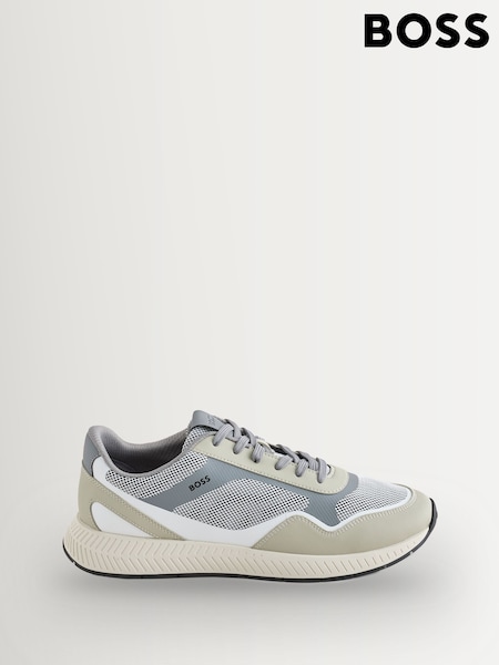 Natural - Regular Boss Titanium Logo Trainers