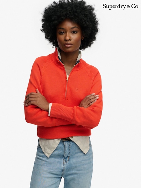 Superdry Orange Classic Cotton Knit Half Zip Jumper (V66774) | €96