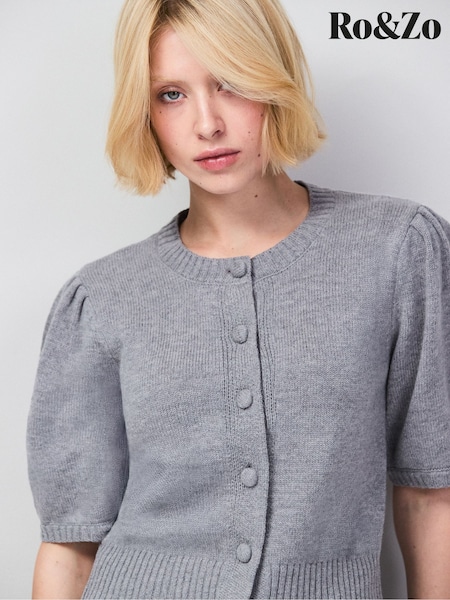 Ro&Zo Grey Button Front Cardigan With Wool And Cashmere (V67029) | ₪498