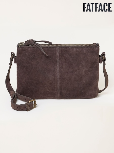 Čokoladno rjava - Fatface Double Compartment Suede Crossbody Bag