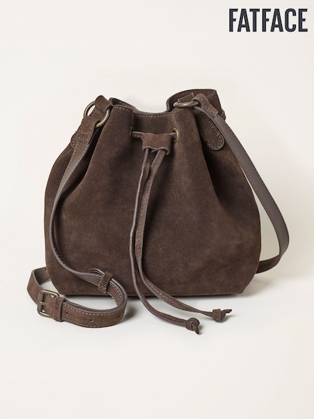 Chocolate Brown - Fatface 100% Suede Bucket Bag