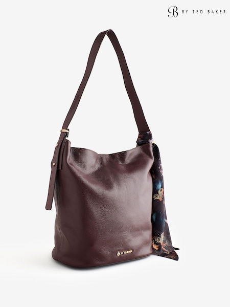 أحمر عنابي - B By Ted Baker Leather Slouchy Bucket Shoulder Bag