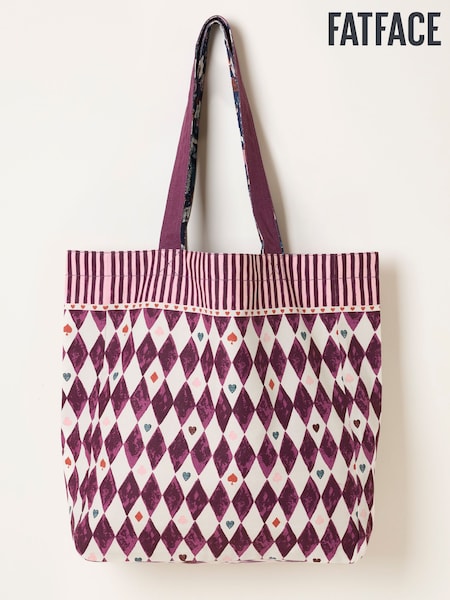 Navy - Fatface Printed Reversible Tote Bag