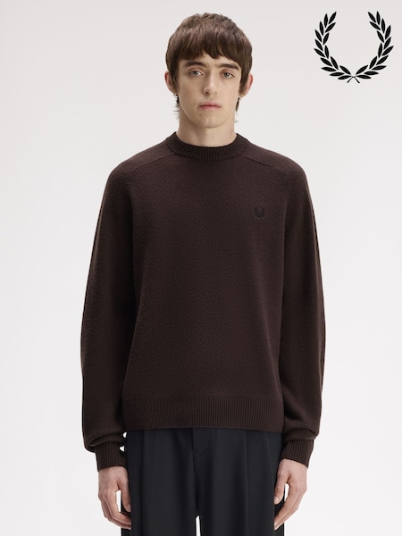 بني - Regular Fred Perry Saddle Sleeve Jumper