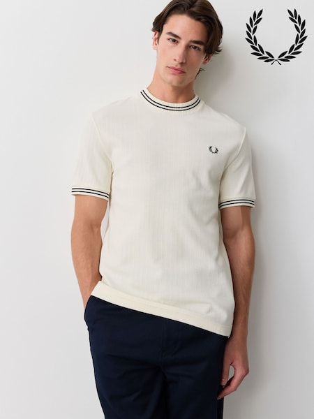 Natural - Regular Fred Perry Ribbed Jersey T-shirt