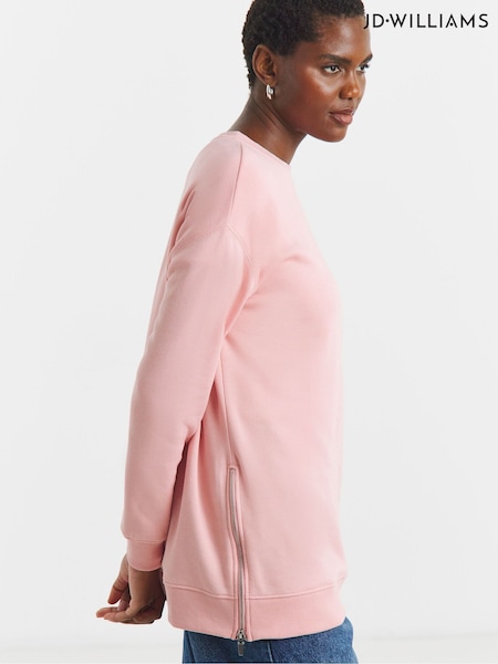 JD Williams Pink Side Zip Longline Sweater (V67446) | $67