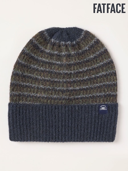Navy - Regular Fatface Stripe Beanie