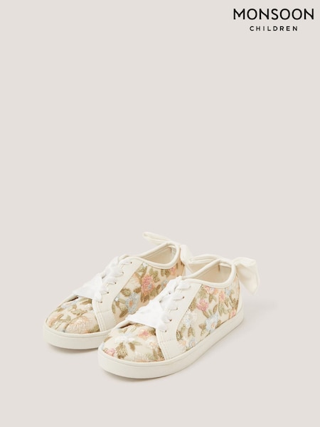 Monsoon Cream Floral Embroidered Trainers (V67657) | 211 SAR - 239 SAR