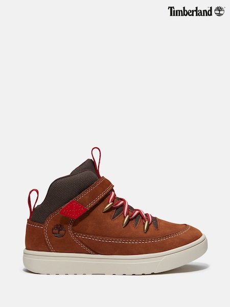Brun - Timberland Mid Hook Loop Kids Trainers