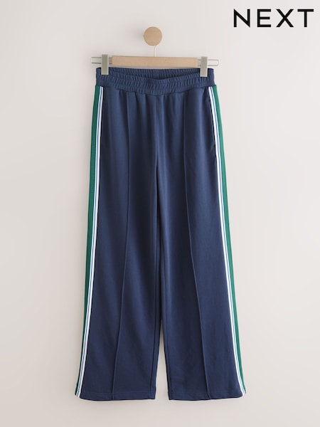 Navy - Side Stripe Wide Leg Joggers
