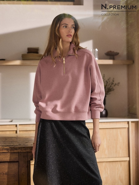 Mauve/Pink - N. Premium Slinky Quarter Zip Sweatshirt