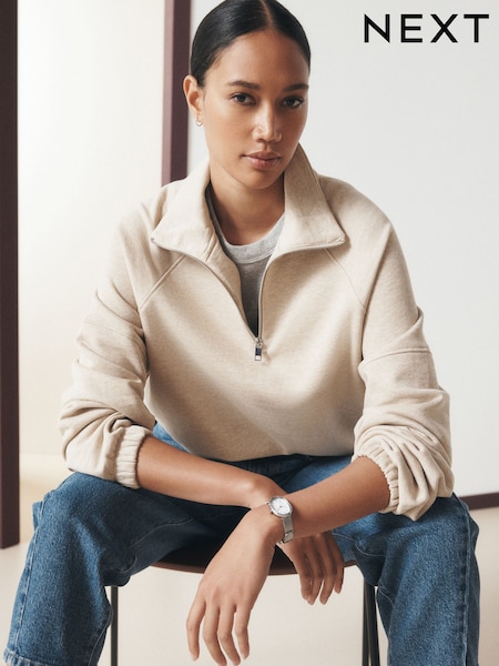 Neutral Marl - Quarter Zip Sweatshirt