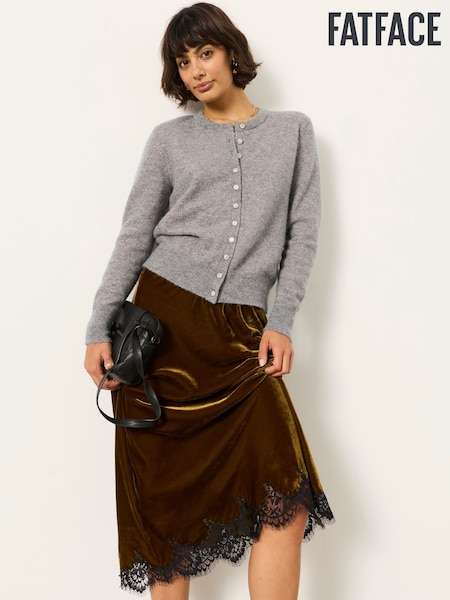 Grey - Fatface Sparkle Crew Neck Cardigan