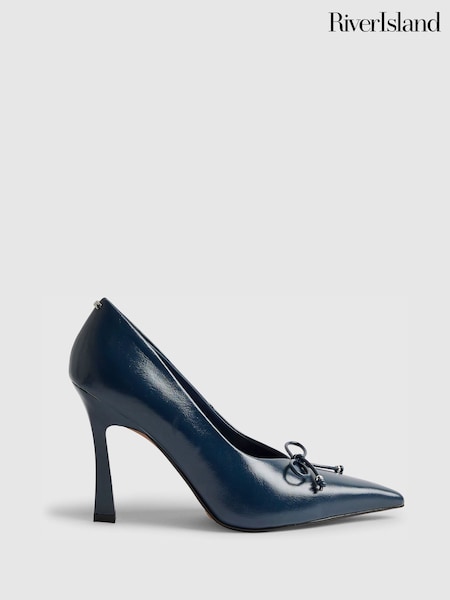 Blue - River Island Bow Heeled Court Shoes