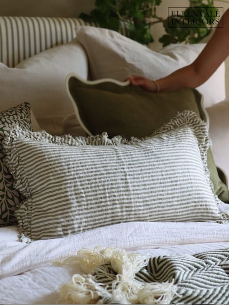 Ellenvale Interiors Hallie Stripe Ruffle Cushion Cover