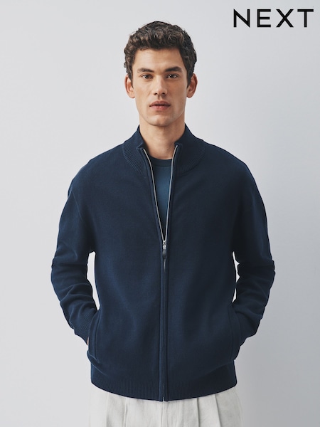 Navy Blue - Regular Milano Zip Through Jumper
