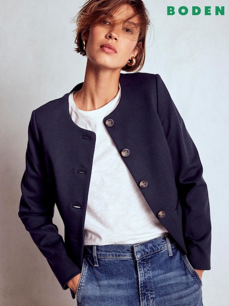 Boden Blue Hampstead Ponte Twill Blazer (V69346) | SGD 250