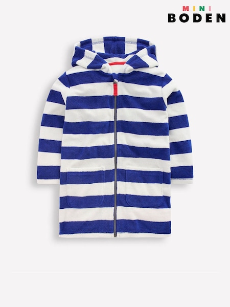 Boden Blue Towelling Zip-Up Throw On Cover-Up (V69386) | SGD 56 - SGD 68