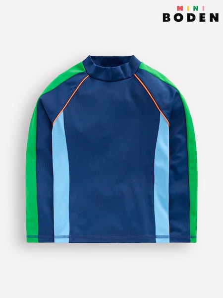 Boden Green Sun Safe Col Block Rash Vest (V69398) | AED128 - AED146