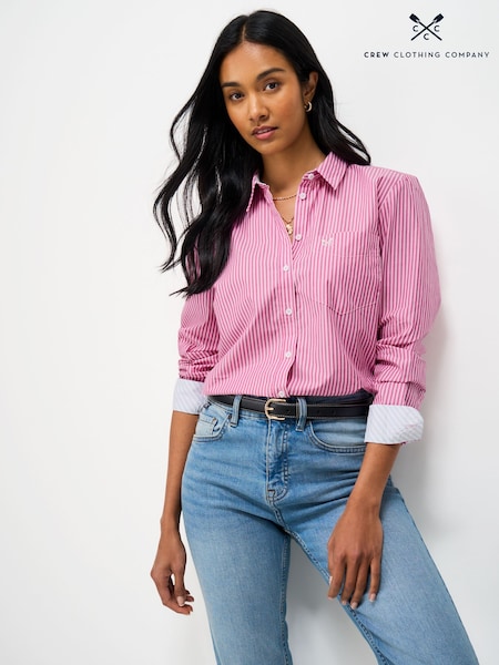Crew Clothing Pink Relaxed Fit Cotton Poplin Shirt (V69623) | $147
