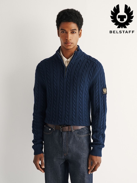 Синій - Regular Belstaff Westport Quarter Zip Jumper