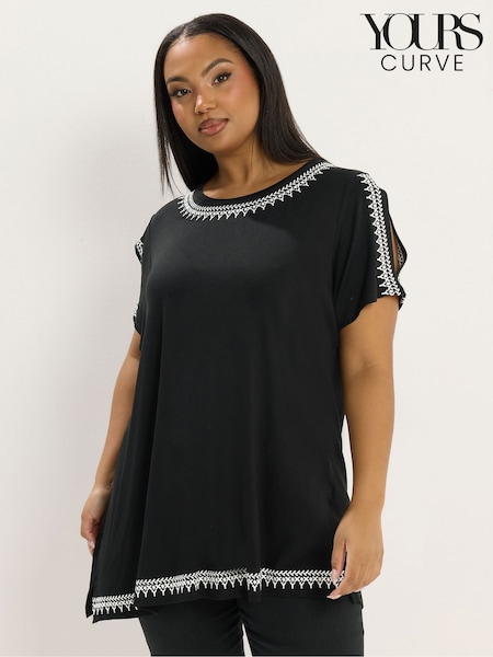 Yours Curve Embroidered T-Shirt (V69774) | ‏136‏₪