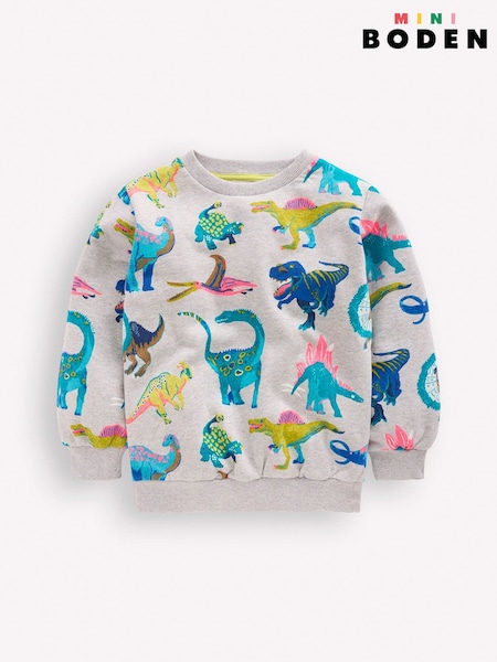 Boden Grey Dino Everyday Printed Sweatshirt (V69925) | 170 zł - 200 zł