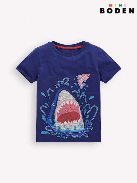 Boden Blue Shark Glow Superstitch T-Shirt (V69928) | SGD 43 - SGD 48