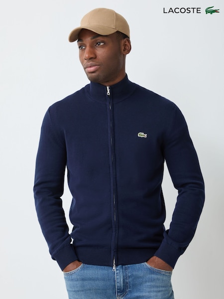 Bleu - Regular Lacoste Regular Fit Zipped High Neck Cotton Sweater