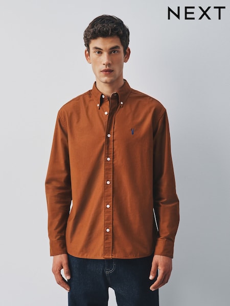 توباكو برتقالي - Slim Fit Oxford Long Sleeve Shirt