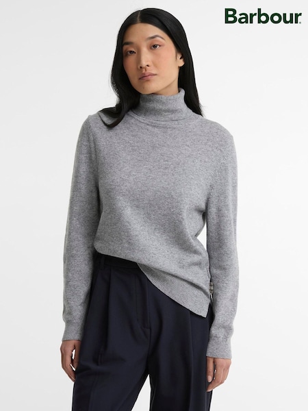 Grey - Barbour® Pendle Roll Collar Knitted Jumper
