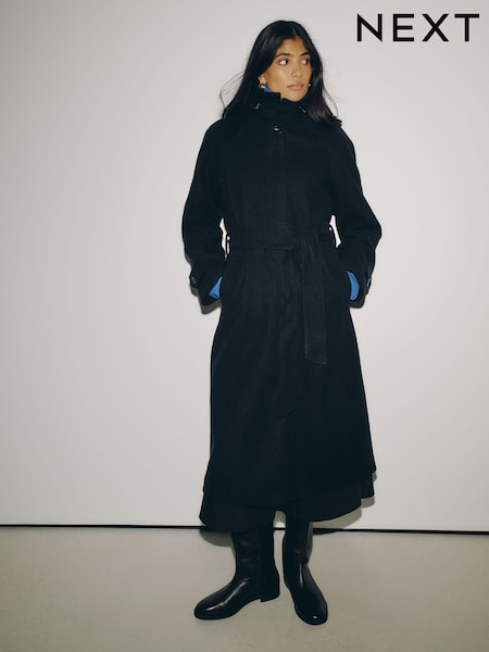 Navy - Belted Unlined Coat