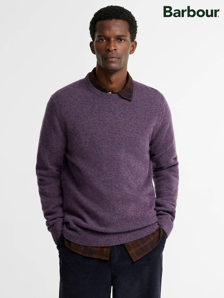 Purple - Regular Barbour® Essential Patch Crew Neck Sweater