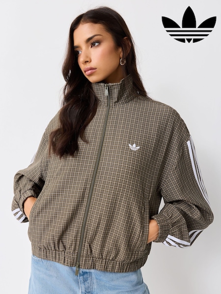 Verde măsliniu - Adidas Originals Checks Twill Balloon Tracktop Jacket