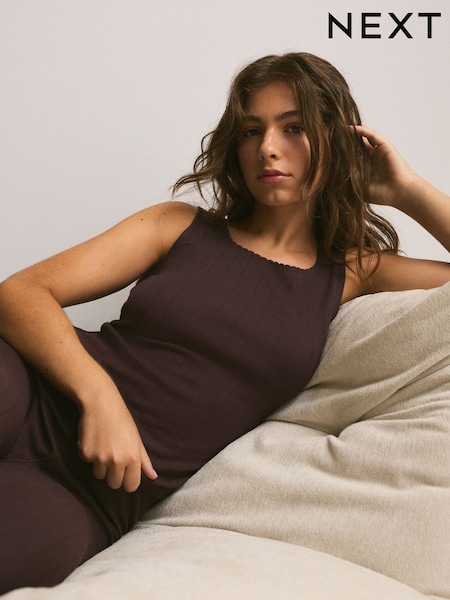 Chocolate Brown - Cosy Pointelle Thermal Top
