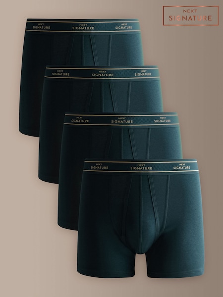 Blue Modal - 4 Pack Signature A-front Cotton Rich Boxers