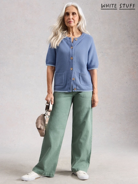 White Stuff Blue Isabella Short Sleeve Cardigan (V70349) | $122