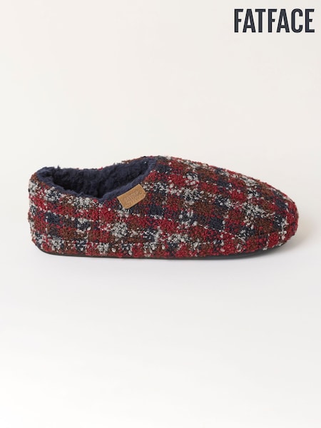 Red - Regular Fatface Checkered Mule Slipper