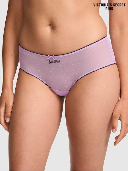 Lilac Purple - Victoria's Secret Pink Pop Stitch Embroidery Knickers