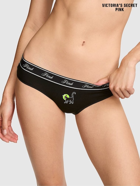 Black Cat Halloween - Victoria's Secret Pink Cotton Logo Knickers