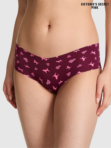 Purple Rose Dog Print - Victoria's Secret Pink No Show Knickers