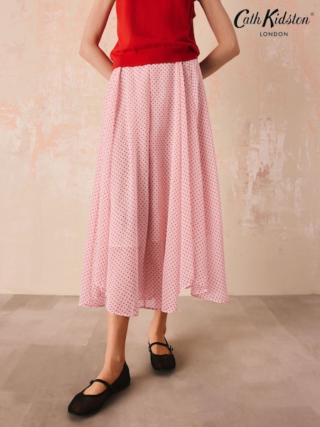 Ecru Spot - Cath Kidston Godet Ruffle Maxi Skirt
