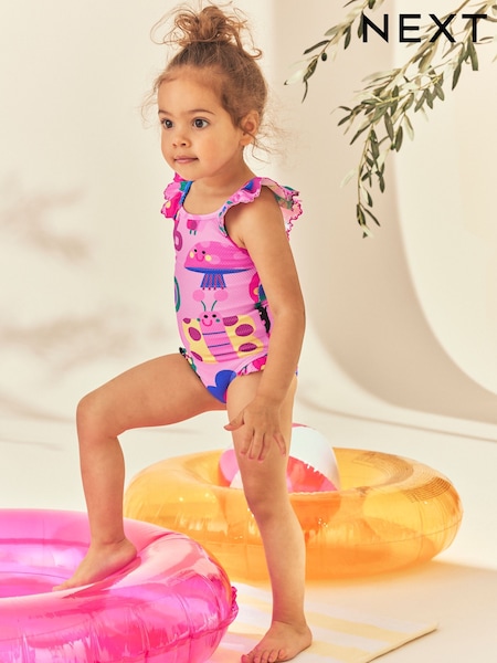 Pink Character Stampy - Frill Swimsuit (3mths-7yrs)