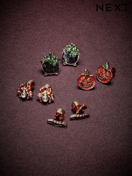 Orange - Halloween Stud Earrings 4 Pack