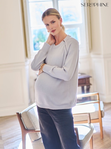 Grey - Seraphine Maternity Nursing Zip Sweatshirt