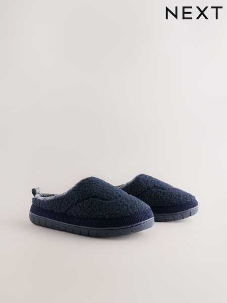 Navy - Regular Borg Mule Slippers