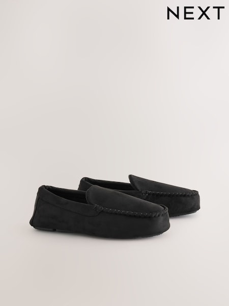 Black - Regular Moccasin Slippers