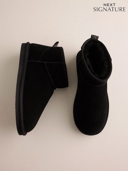 Negru - Regular Signature Suede Slipper Boots
