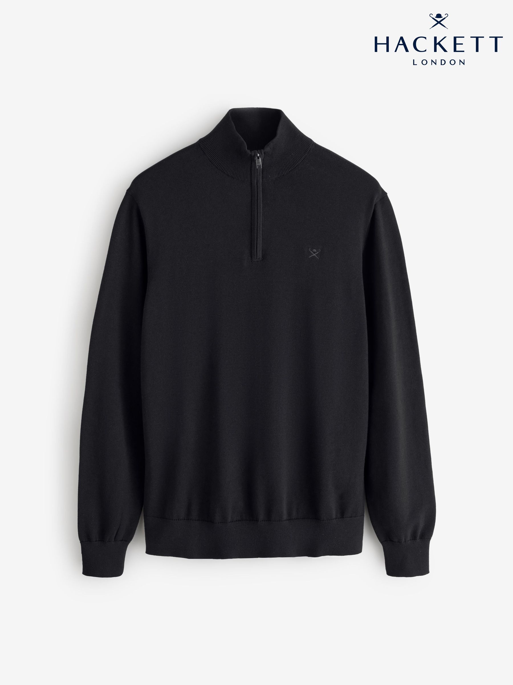 Buy Men's Knitwear Black 100% Cotton Zip Neck Online | Next Brazil
