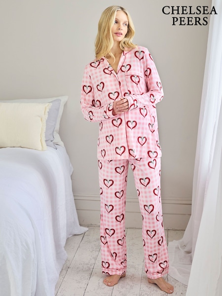 Chelsea Peers Chilli Heart Print Long Pyjamas Set (V71328) | ‏226‏₪